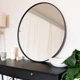 Large Round Black Metal Circle Wall Mirror – 90cm x 90cm