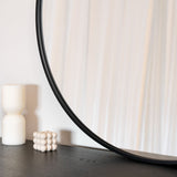 Large Round Black Metal Circle Wall Mirror – 90cm x 90cm