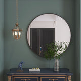 Large Round Black Metal Circle Wall Mirror – 90cm x 90cm