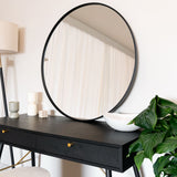 Large Round Black Metal Circle Wall Mirror – 90cm x 90cm