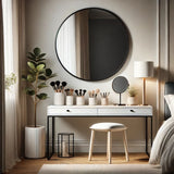 Large Round Black Metal Circle Wall Mirror – 90cm x 90cm