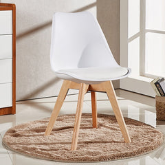 scandinavian dining chair with faux leather seat