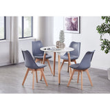 scandinavian dining table set with 4 padded chairs