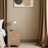 solid wood bedside table with drawer in natural finish