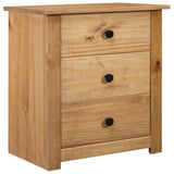 timber nightstand with natural wood grain visible in white background