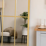 Tomi Full Length Arched Window Mirror - Gold Metal - 150cm x 60cm
