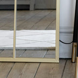 Tomi Full Length Arched Window Mirror - Gold Metal - 150cm x 60cm