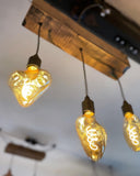 Triple Heartwood Elegance Oak Chandelier - Three-Bulb Ceiling Cluster Pendant Light - Reclaimed Oak