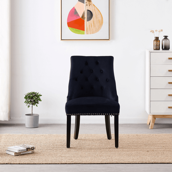 dining chair rear view with decorative knocker handle