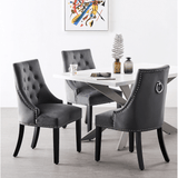 velvet dining chair with silver stud detailing