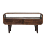 Solid Mango Wood TV Stand - Franklin Dark 2-Drawer Storage - 90cm