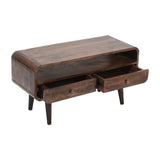 Solid Mango Wood TV Stand - Franklin Dark 2-Drawer Storage - 90cm