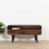 Solid Mango Wood TV Stand - Franklin Dark 2-Drawer Storage - 90cm