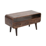 Solid Mango Wood TV Stand - Franklin Dark 2-Drawer Storage - 90cm