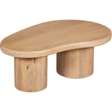 wood coffee table styled for modern living room in white background